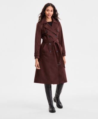 【SCENERITY】Authentic MacCoat BCBGMAXAZRIA Women's Double Breasted Faux Suede Belted