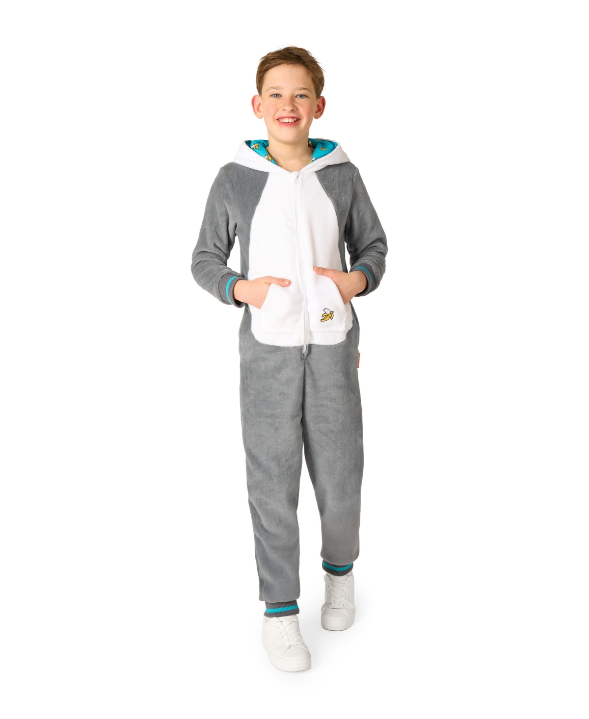 Opposuits Little And Big Boys Lemur Onesie In Gray,white