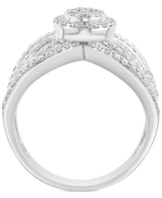 EFFY&reg; Diamond Round & Baguette Openwork Statement Ring (3/4 ct. t.w.) in 14k White Gold