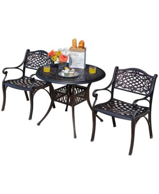 3PCS Cast Aluminum Patio Bistro Set Outdoor Dining Table & Chair Furniture Set