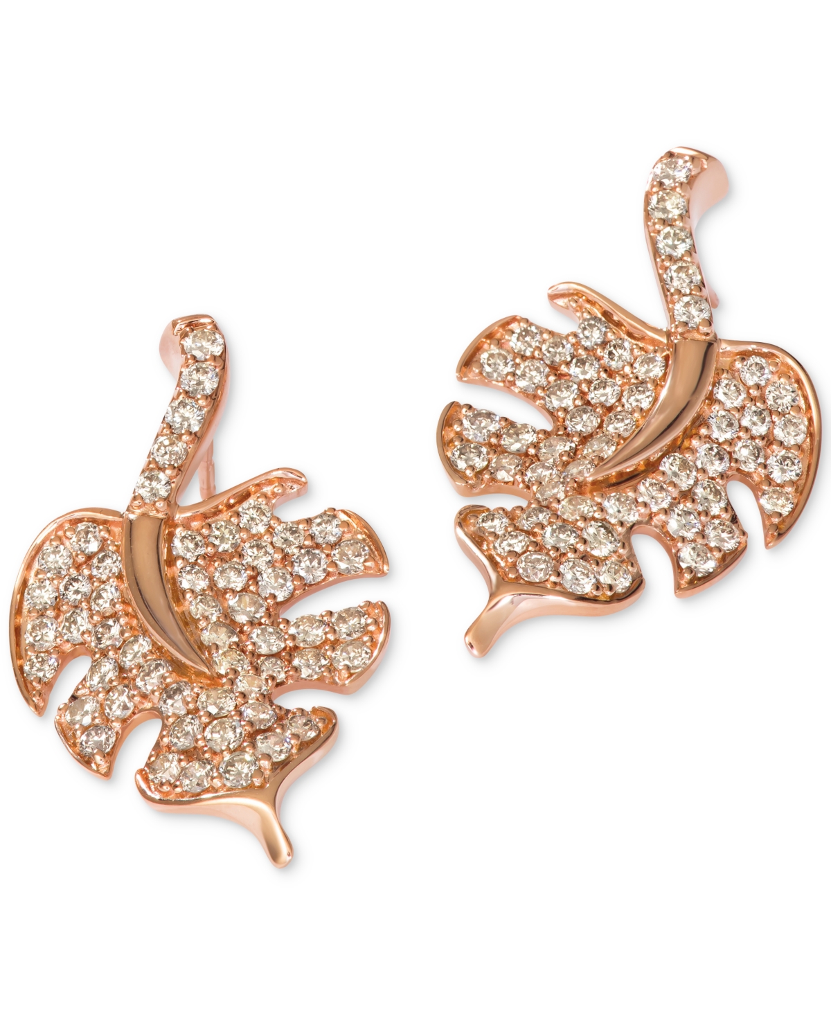 Le Vian Nude Diamond Leaf Stud Earrings (1-1/4 Ct. T.w.) In 14k Rose Gold