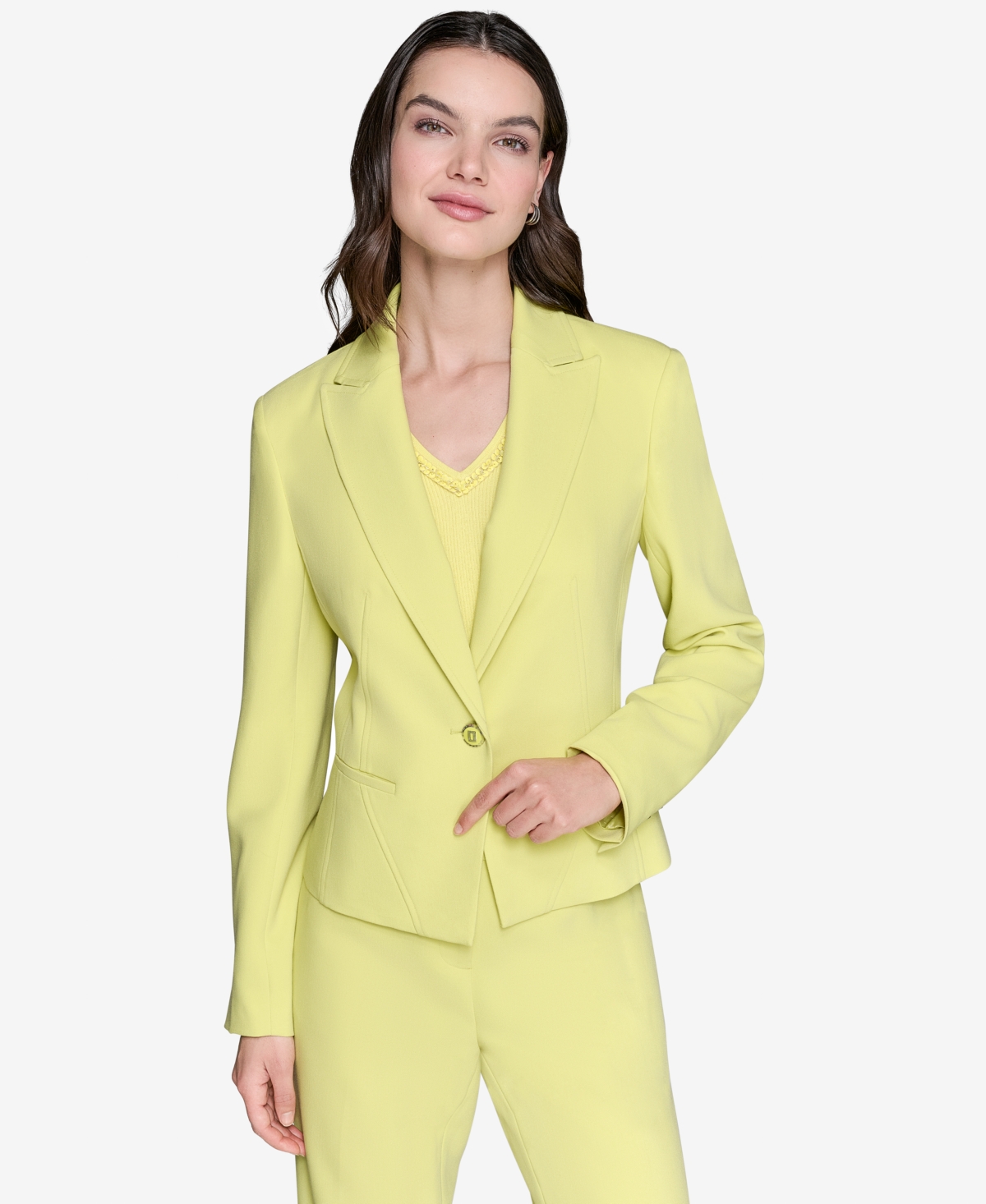 Women's Seamed One-Button Blazer - Citrus