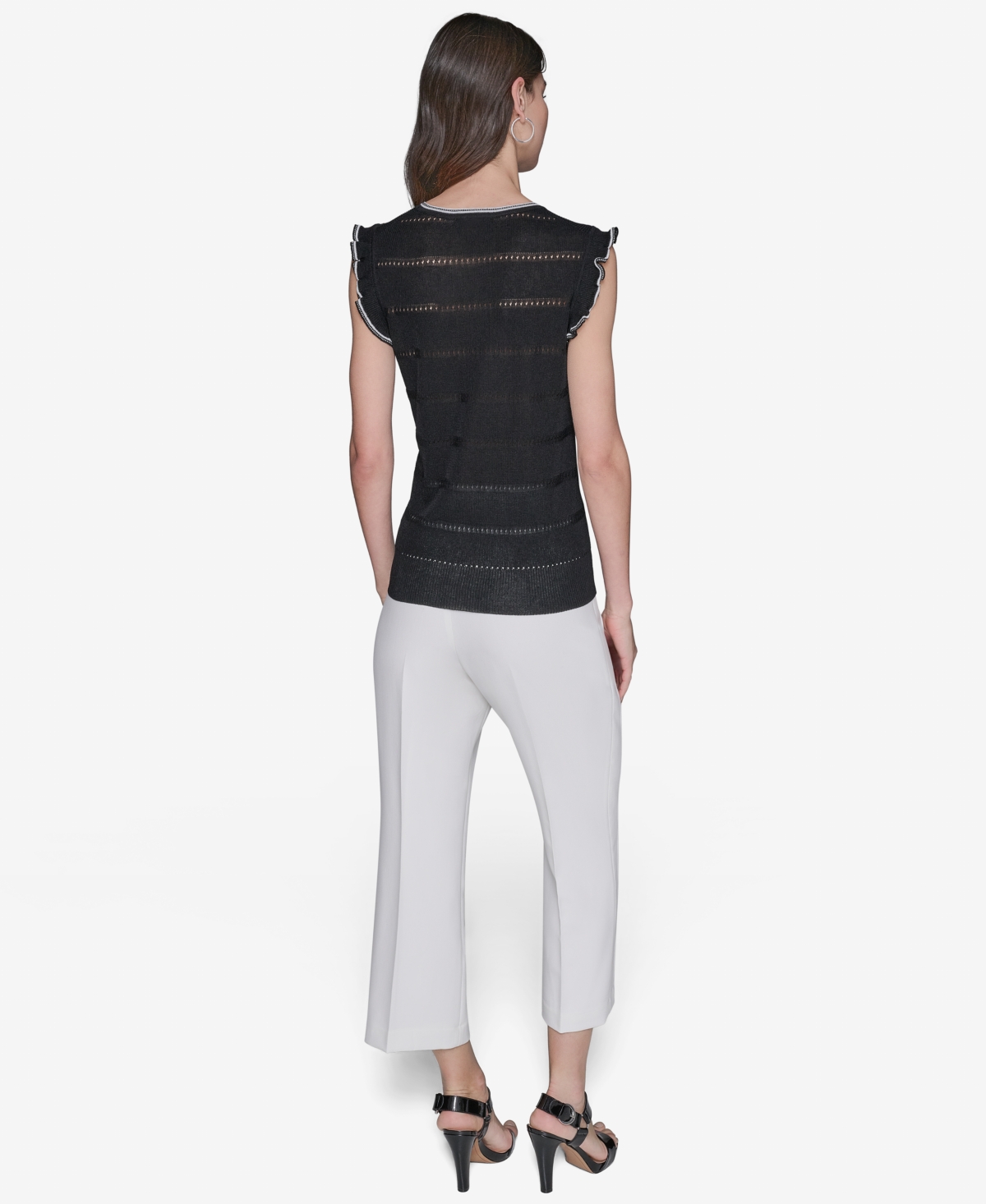 Shop Karl Lagerfeld Women's Pointelle Knit Sleeveless Top