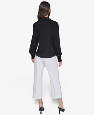 Women's Blouson-Sleeve Button-Front Blouse