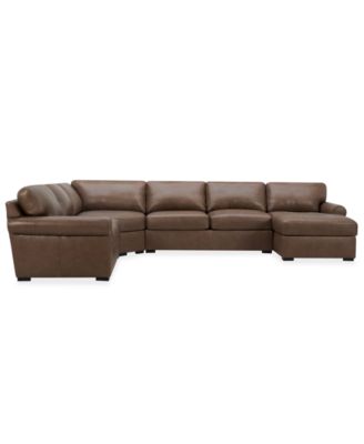 Radley Roll Arm 152" 5-Pc. Leather Wedge Corner Chaise Sectional, Exclusively at Macy's