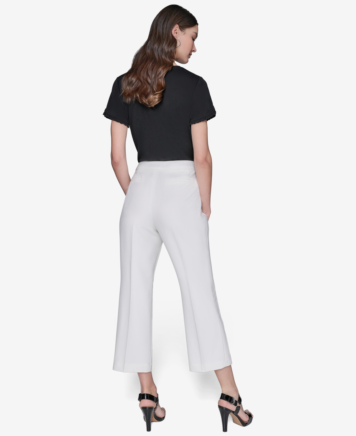 Karl Lagerfeld Women's Cropped Wide-leg Mid-rise Pants