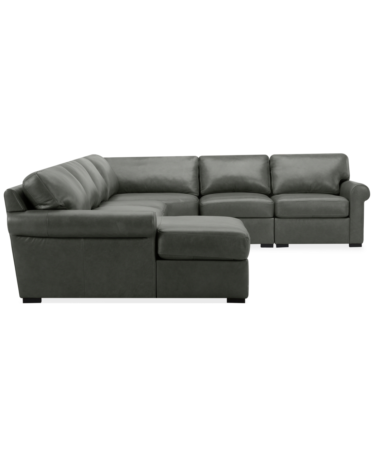 Macy's Radley Roll Arm 152" 5-pc. Leather Wedge Corner Chaise Sectional, Exclusively At