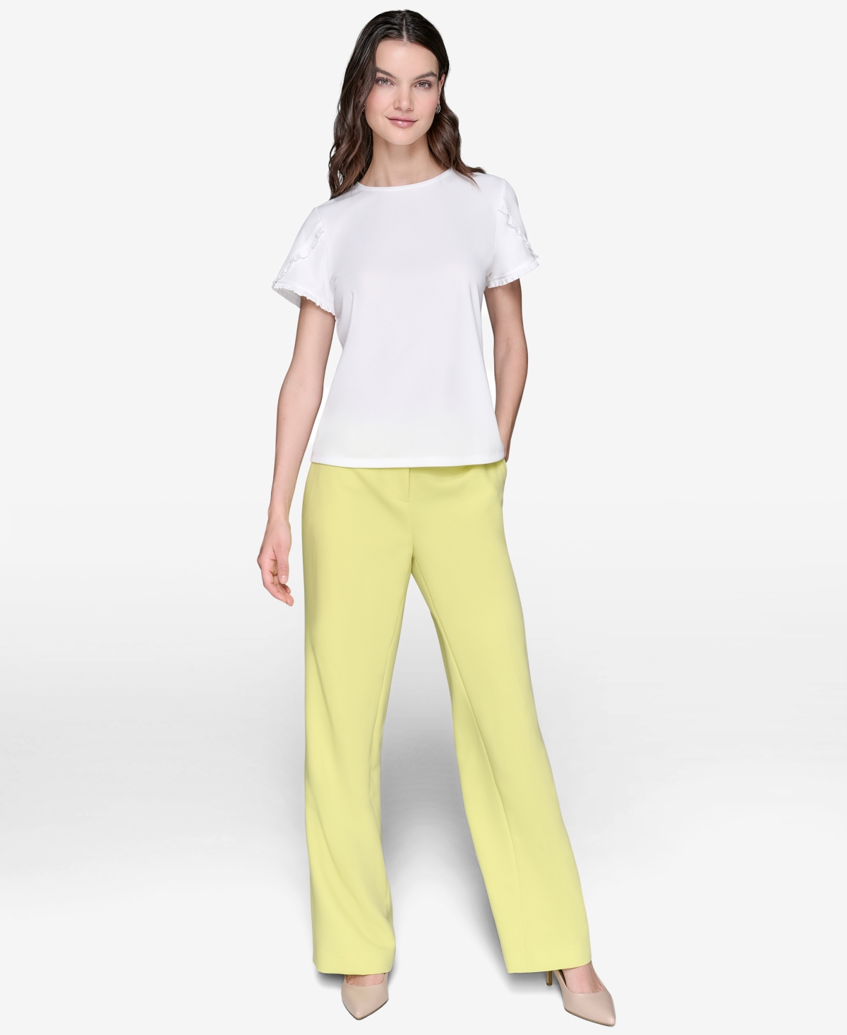 Karl Lagerfeld Women's Crewneck Tulip-sleeve Blouse