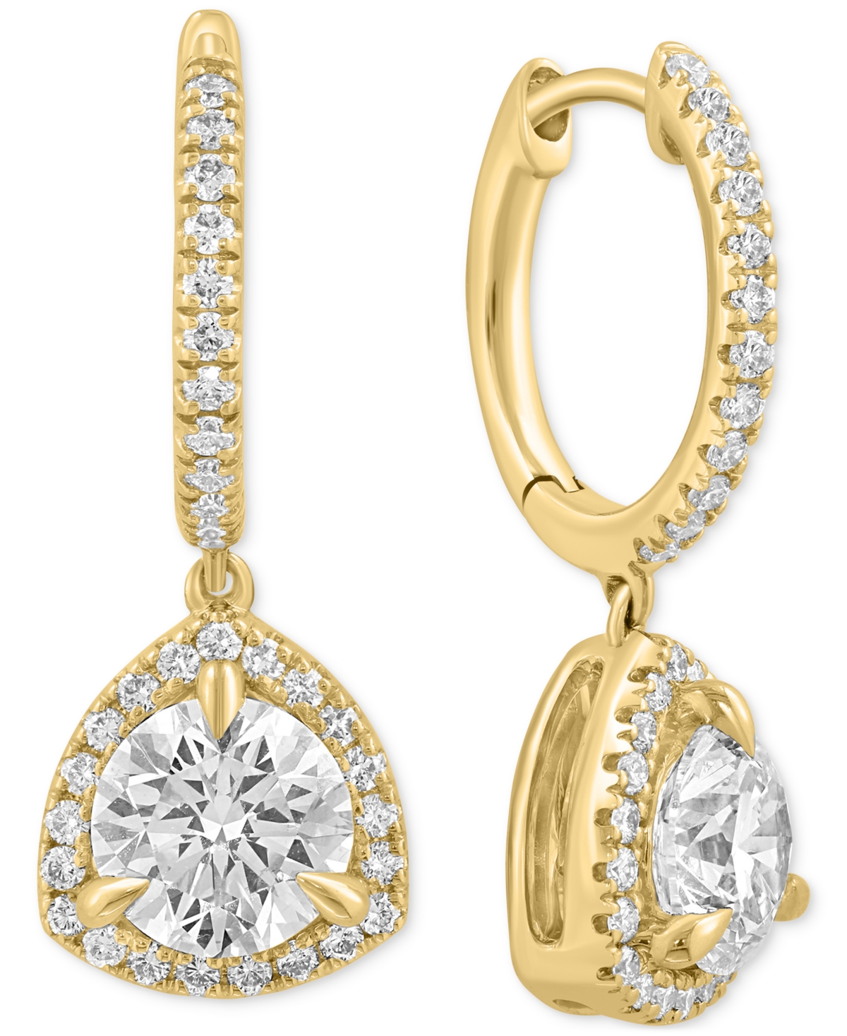 Effy Collection Effy Lab Grown Diamond Halo Dangle Hoop Earrings (2-3/8 Ct. T.w.) In 14k Gold