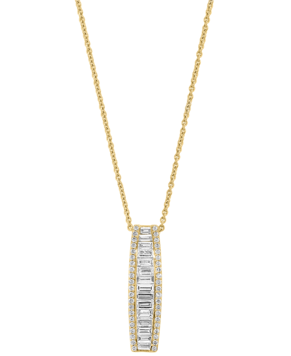 EFFY COLLECTION EFFY LAB GROWN DIAMOND ROUND & BAGUETTE LINEAR DROP PENDANT NECKLACE (1-3/8 CT. T.W.) IN 14K GOLD, 1 