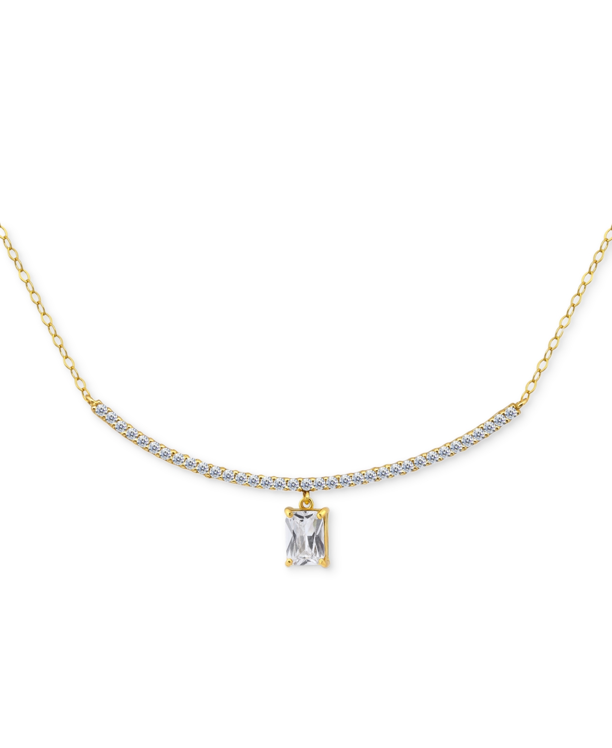 Giani Bernini Cubic Zirconia Curved Bar Baguette Pendant Necklace, 16" + 2" Extender