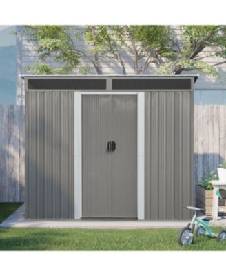 Metal Lockable Sliding Doors & Transparent Plate Outdoor Storage Shed