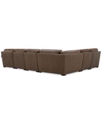 Radley Roll Arm 145" 6-Pc. Leather Wedge Corner Chaise Sectional, Exclusively at Macy's