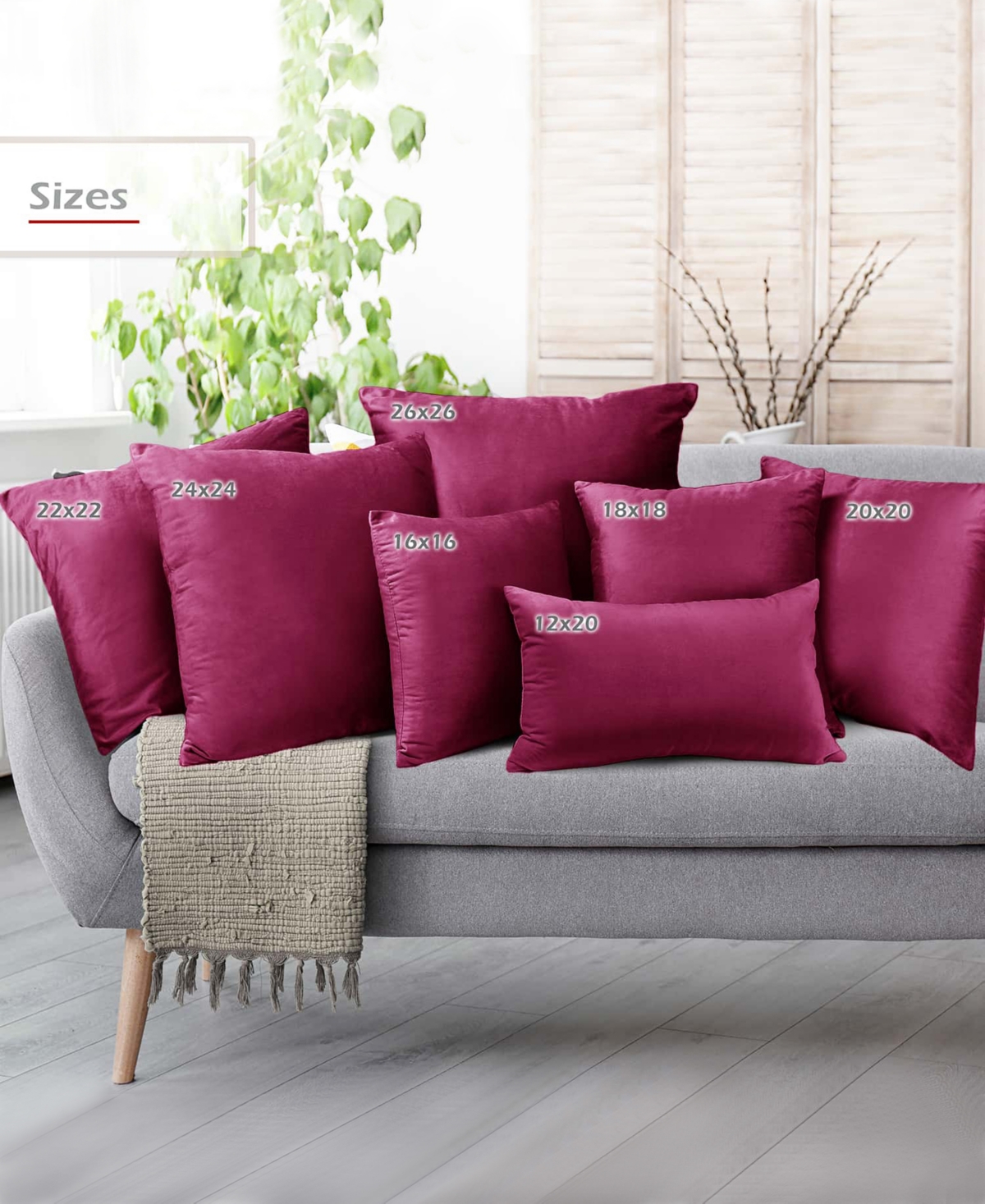 Nestl Elegant 2-pack Velvet Decorative Throw Pillows With Removeable Covers, 12" X 20" In Magenta