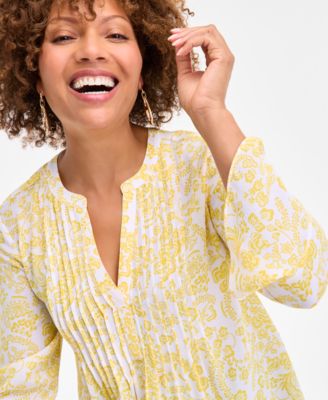 売れ筋商品|||スタイルアンドコー カットソー トップス レディース Petite Paisley Bloom Pintucked Top, Exclusively at Macy's Paisley White Style & Co Petite Paisley Bloom Pintucked Top, Exclusively