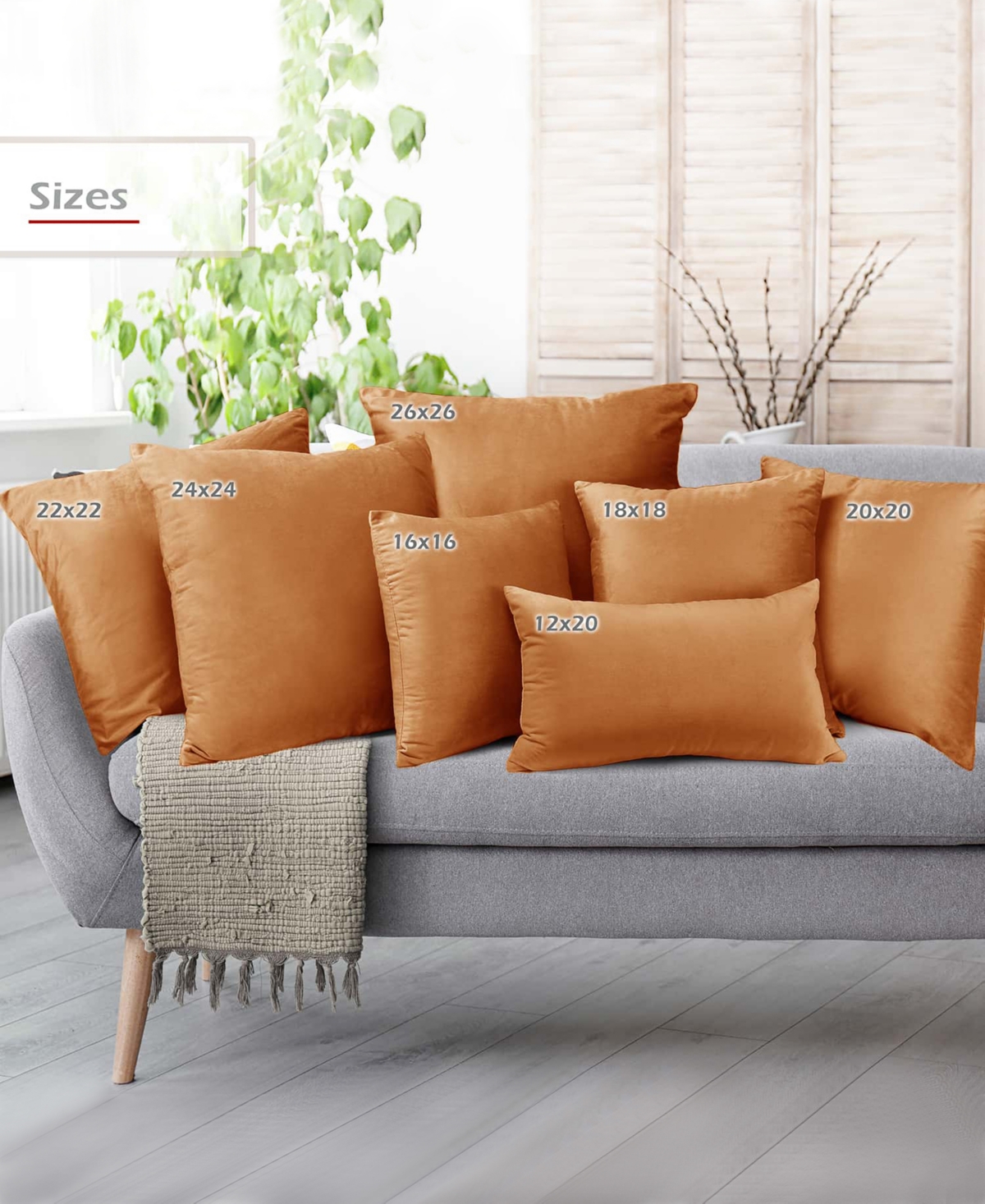 Nestl Elegant 2-pack Velvet Decorative Throw Pillows With Removeable Covers, 26" X 26" In Rust