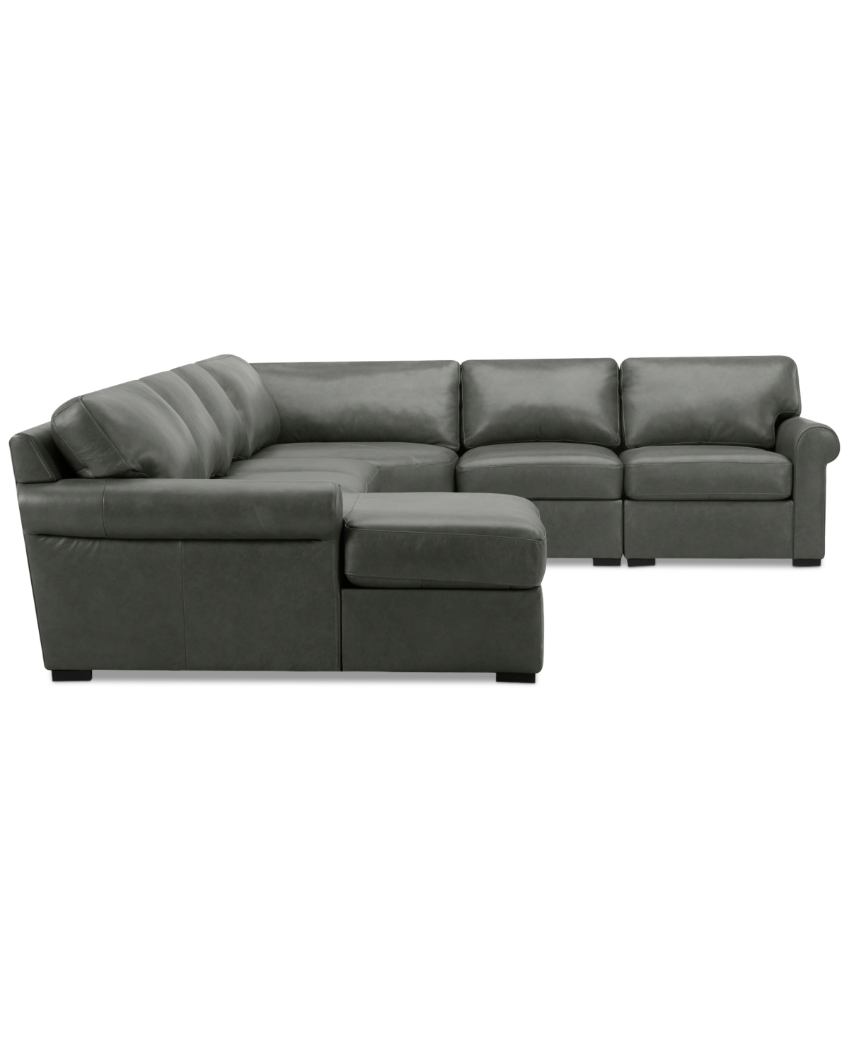 Macy's Radley Roll Arm 145" 6-pc. Leather Wedge Corner Chaise Sectional, Exclusively At