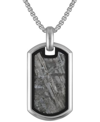 Men's Icon Meteorite Sterling Silver Dog Tag 26" Pendant Necklace