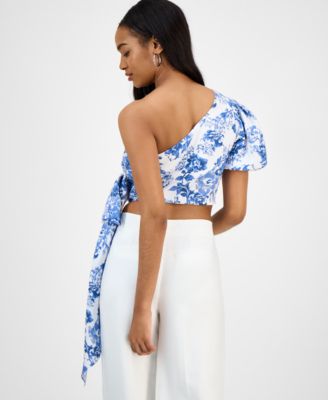 Женский укороченный топ Cindy Castro New York с принтом Simone на одно плечо от Cindy Castro New York