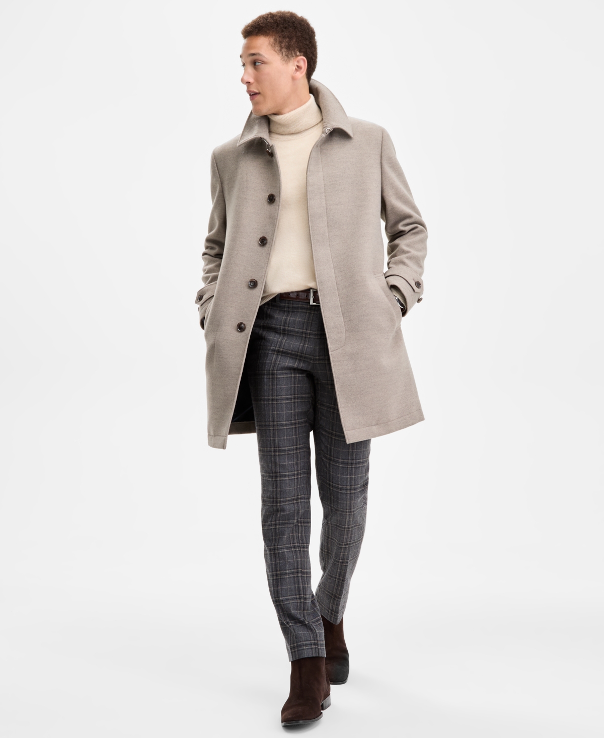 Tommy Hilfiger Men Classic Fit Melange Overcoat In Nude