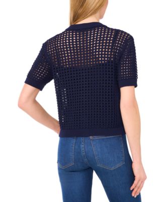 Женский кардиган из текстурной сетки CeCe с коротким рукавом