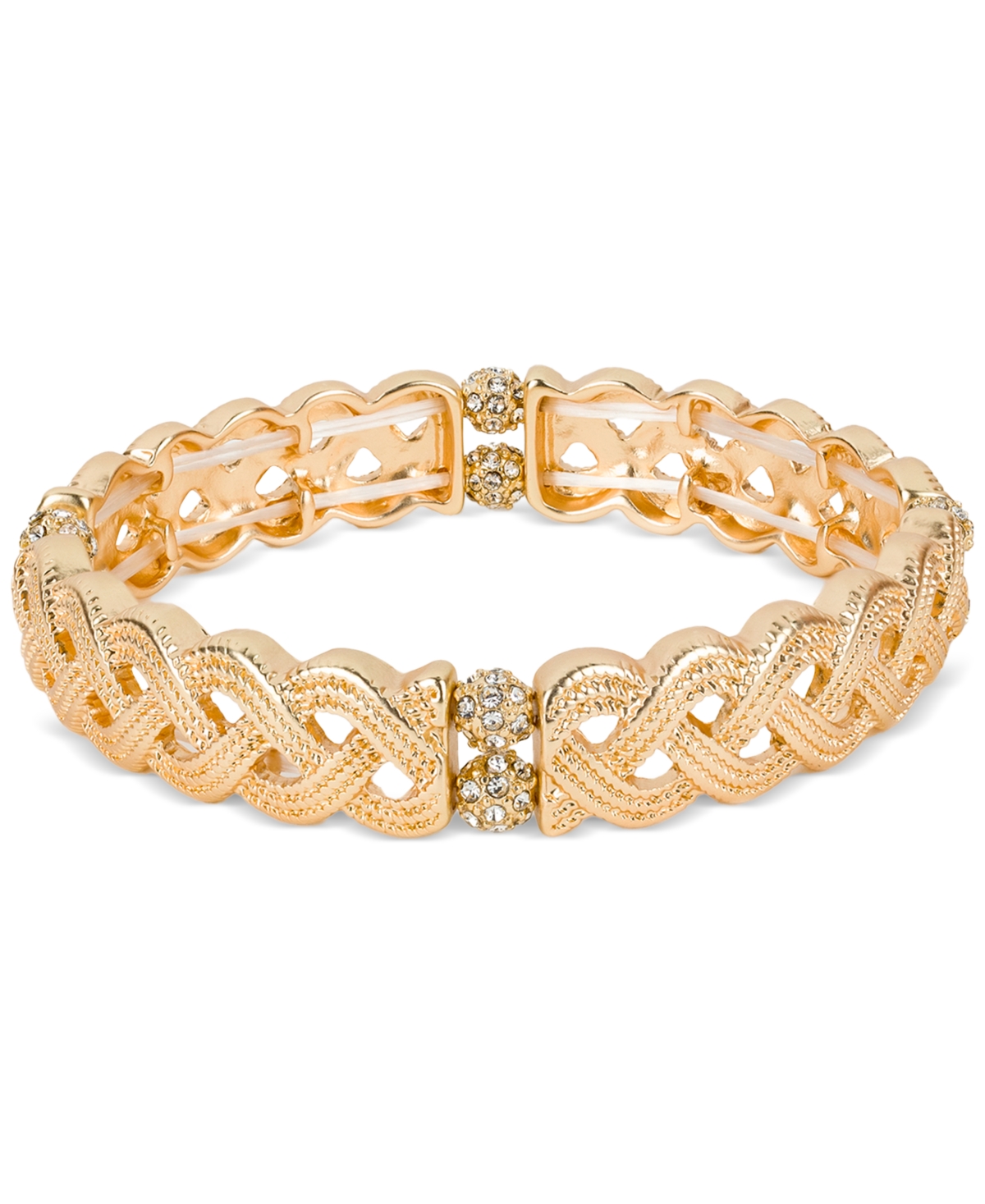 Gold-Tone Pave Fireball Rope Stretch Bracelet - Matte Gold