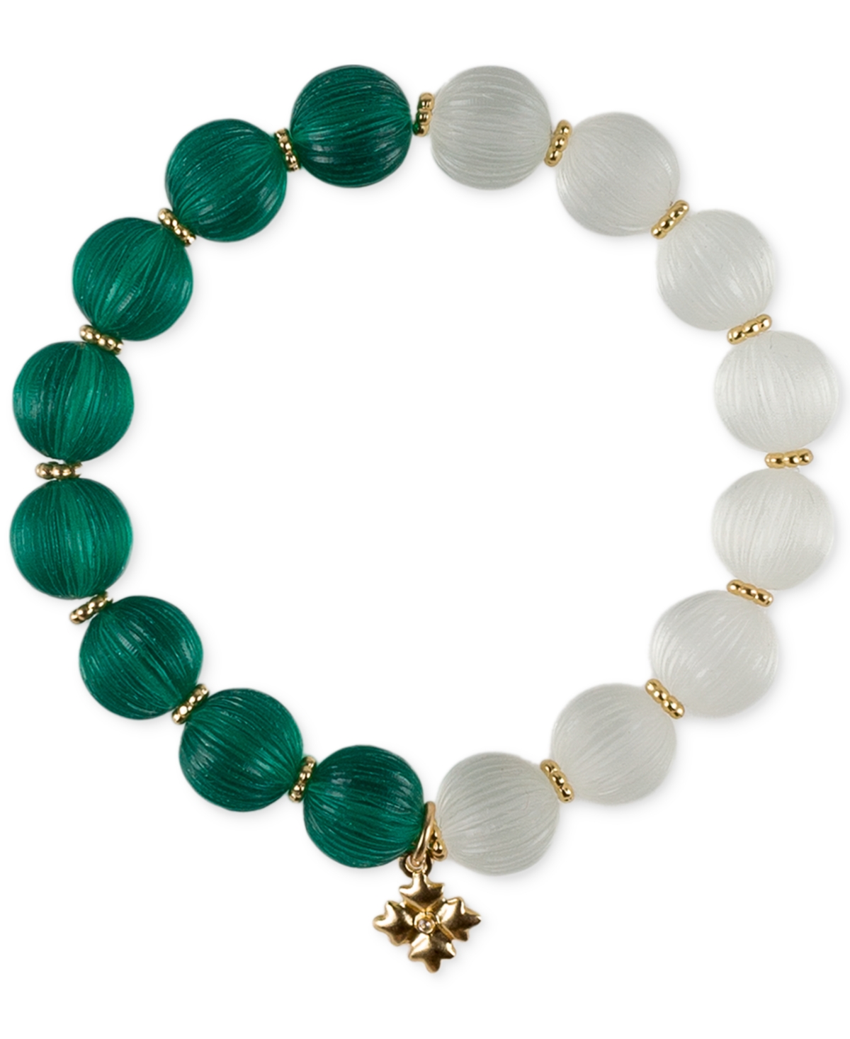 Gold-Tone Mixed Color Bead Stretch Bracelet - Matte Gold