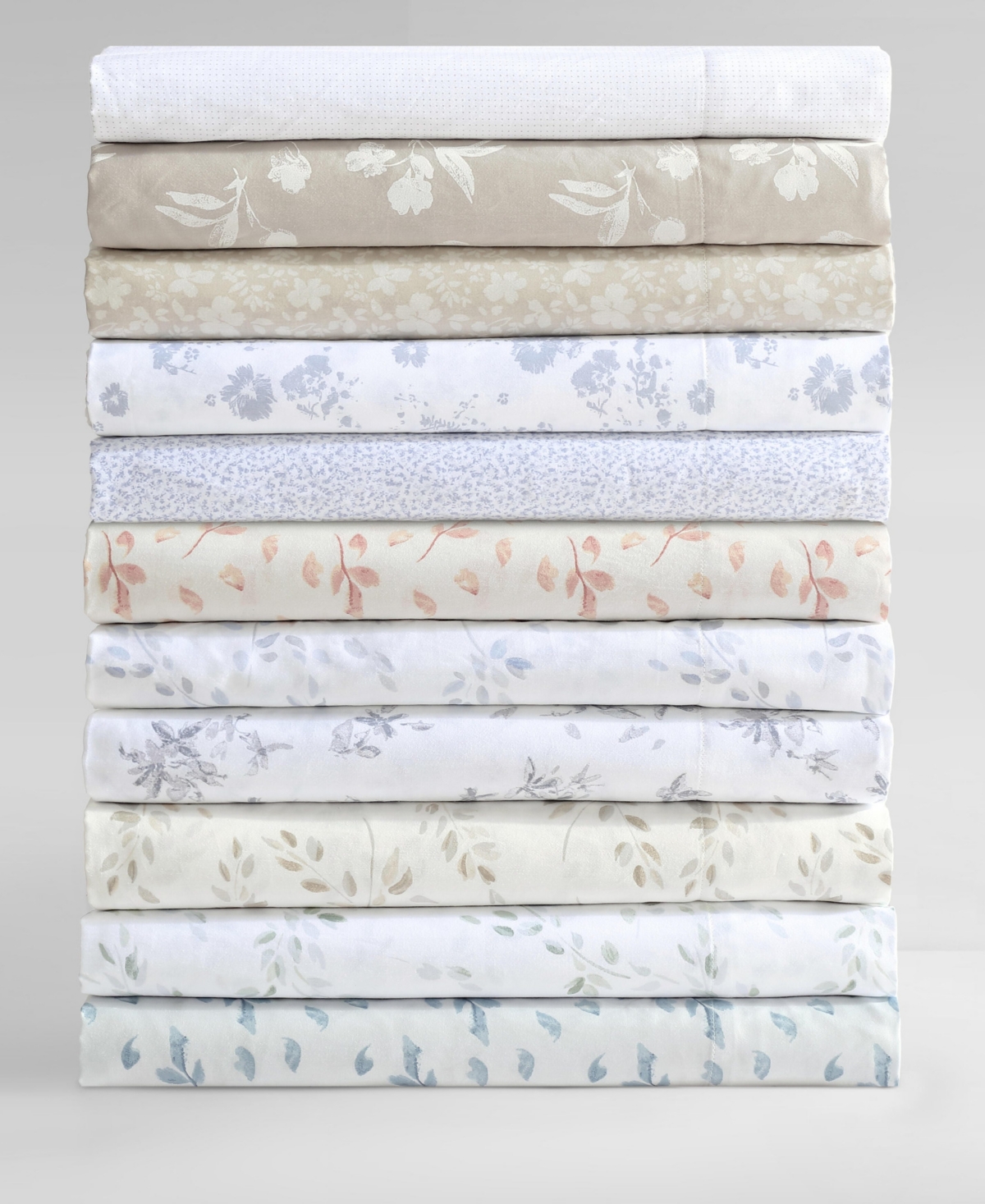 Calvin Klein Falling Petals Sheet Set In Pale Gray,blue
