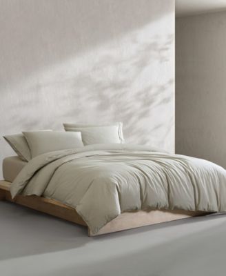 Washed Percale Cotton Solid 3 Piece Comforter Set, Queen