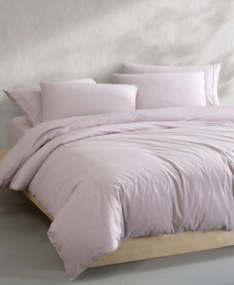 Washed Percale Cotton Solid 3 Piece Duvet Cover Set, King