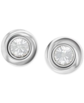 Calvin Klein Stainless Steel Cubic Zirconia Twisted Bezel Stud Earrings - Silver 65$