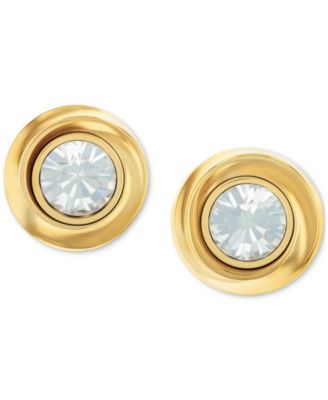 Calvin Klein - Gold-Tone Stainless Steel Cubic Zirconia Twisted Bezel Stud Earrings