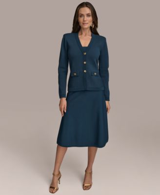 Womens Cardigan Cap Sleeve Sweater Midi Skirt