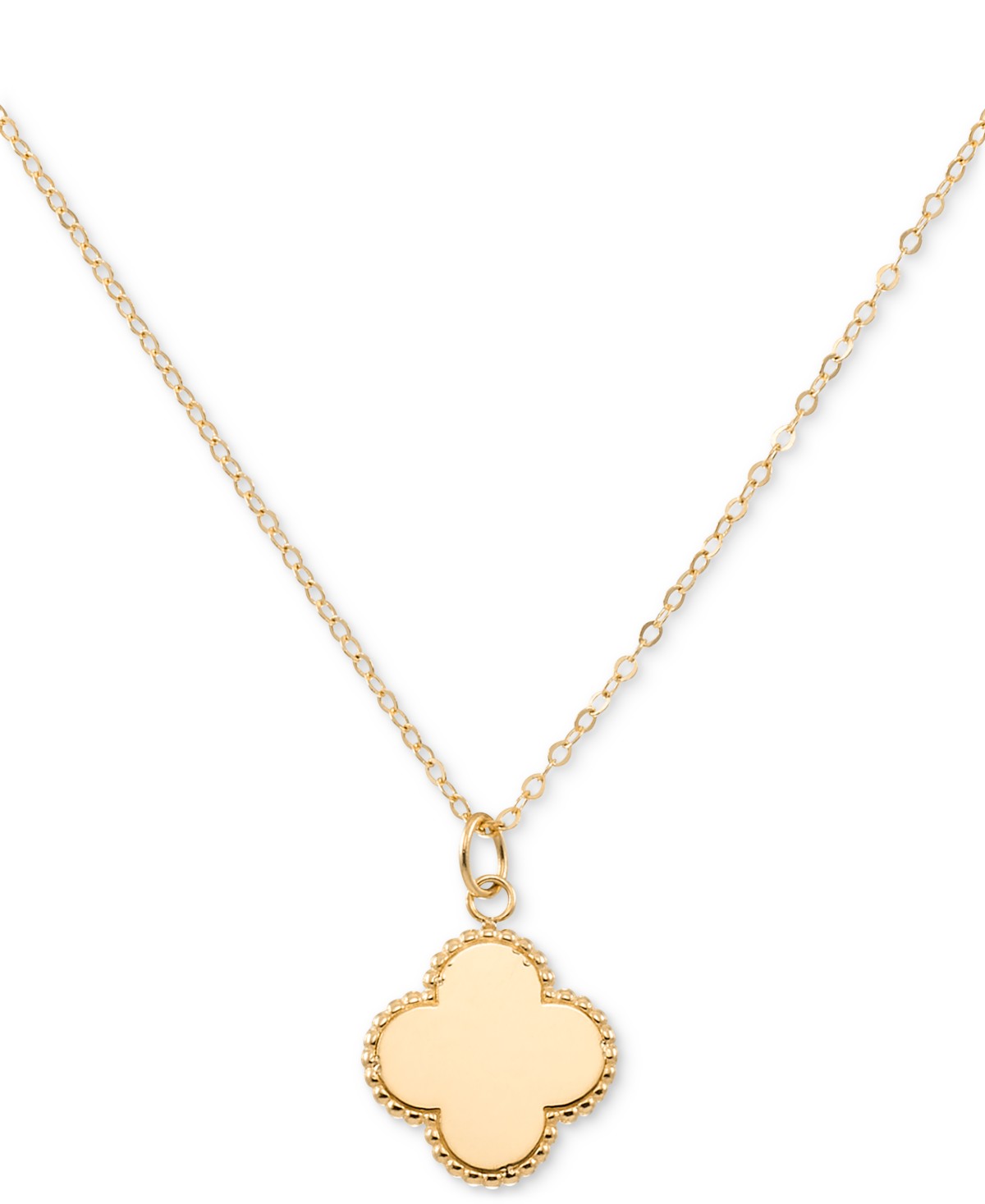 Бельё Macy's Sunbeam & Polished Reversible Bead Frame Clover 18" Pendant Necklace in 10k Gold — фото 5