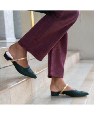 Women's Groovy Green Twiggy Customizable Point Slides