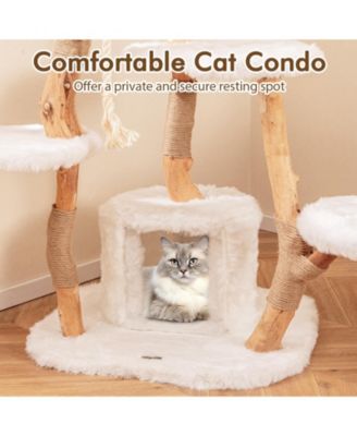 Modern Wooden Cat Tree with Perch Stylish & Cozy Cat Tower for Indoor Cats