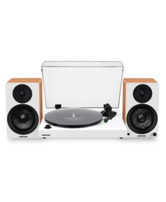 Elite HiFi Turntable and Powered Bookshelf Speaker Bundle with Integrated Amplifier and Audio Technica Cartridge