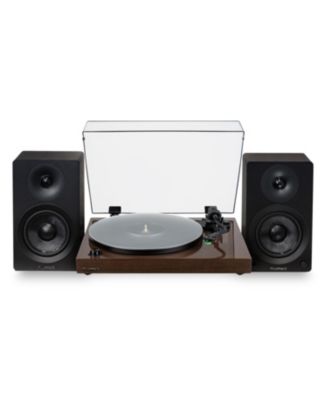 Elite HiFi Turntable and Powered Bookshelf Speaker Bundle with Integrated Amplifier and Audio Technica Cartridge