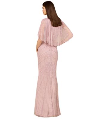 Women's Cape Sleeve Beaded Gown