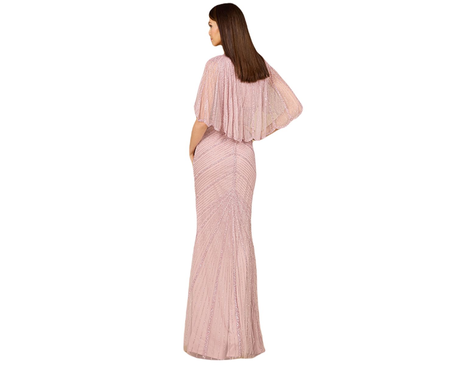 Women's Cape Sleeve Beaded Gown