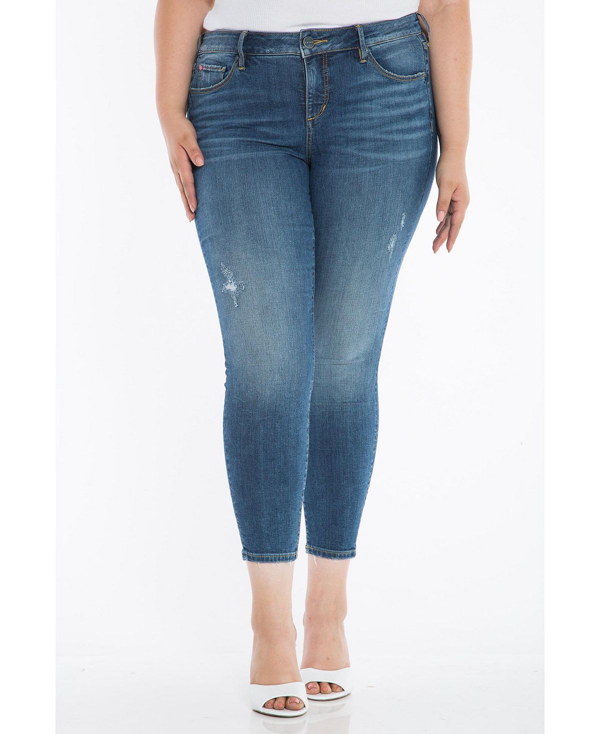 SLINK Jeans Plus Size Denim Mid Rise Skinny in 28" inseam - Hazel view 1 — MAYCSS fashion products