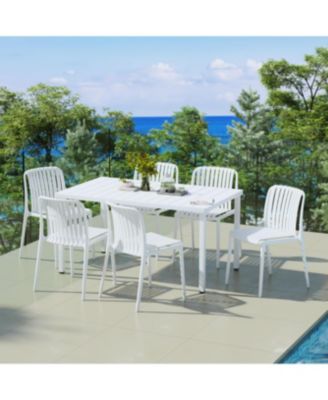7-Piece Outdoor Patio Dining Table Set with Stackable Patio Chairs