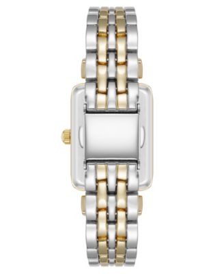 Women's Quartz Rectangular Roman Numeral Two-Tone Metal Alloy Watch, 23mm
