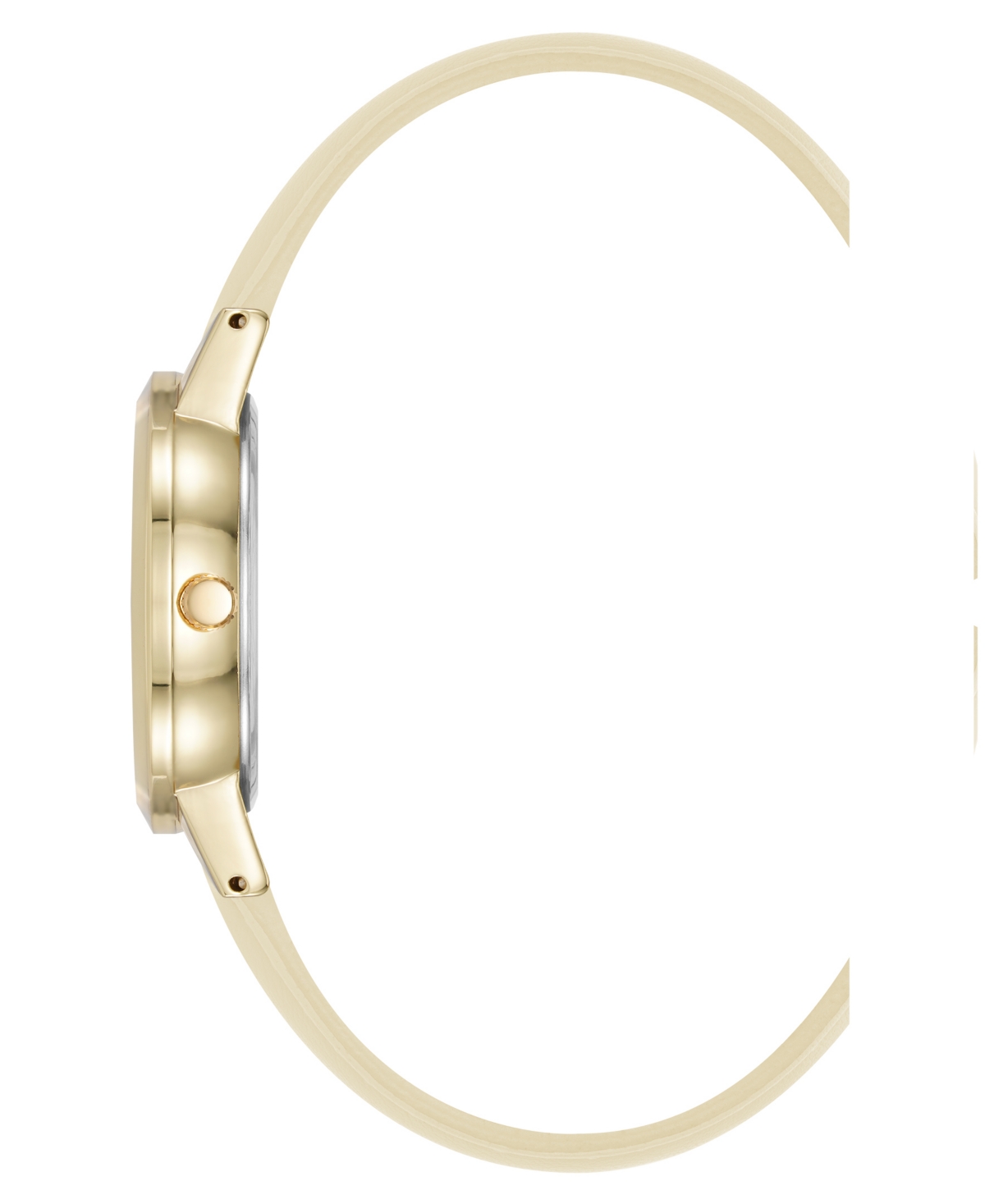 Anne Klein Women's Quartz Casual Cream Polyurethane Leather And Gold-tone Metal Alloy Boyfriend Watch, 34mm In Cream,gold-tone