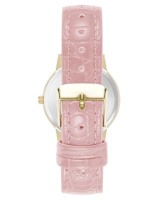 Women's Quartz Casual Pink Polyurethane Leather and Gold-Tone Metal Alloy Boyfriend Watch, 34mm