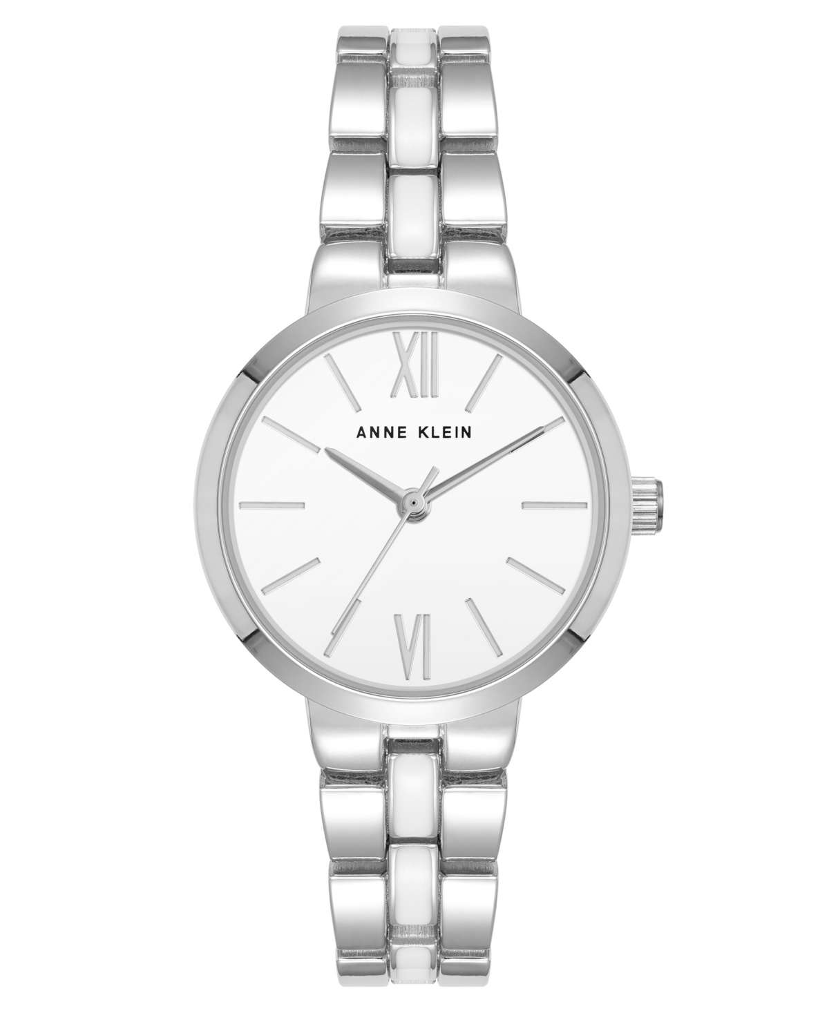 Shop Anne Klein Women's Quartz Modern White Enamel And Silver-tone Metal Alloy Watch, 30mm In White,silver-tone
