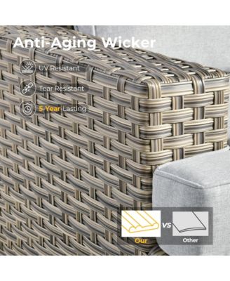 13 Piece Outdoor Patio Furniture Sets with Fire Pit Table,All Weather Wicker Sectional Sofa with Extra Deep Patio Swivel Chairs and Solar Powered Coffee Table for Porch,Garden,Backyard