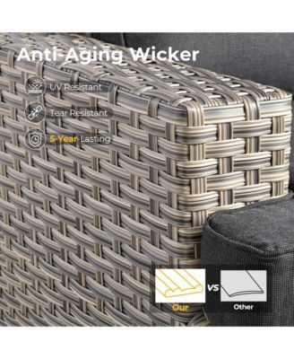 13 Piece Outdoor Patio Furniture Sets with Fire Pit Table,All Weather Wicker Sectional Sofa with Extra Deep Patio Swivel Chairs and Solar Powered Coffee Table for Porch,Garden,Backyard