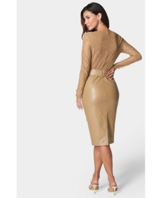 Women's Faux Leather Skirt Dress