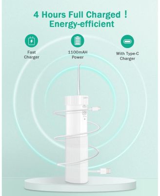 Portable Water Flosser - 4 Nozzle Types, 3 Modes, IPX7 Waterproof, 1100mAh Battery, Essential for Travel Oral Care